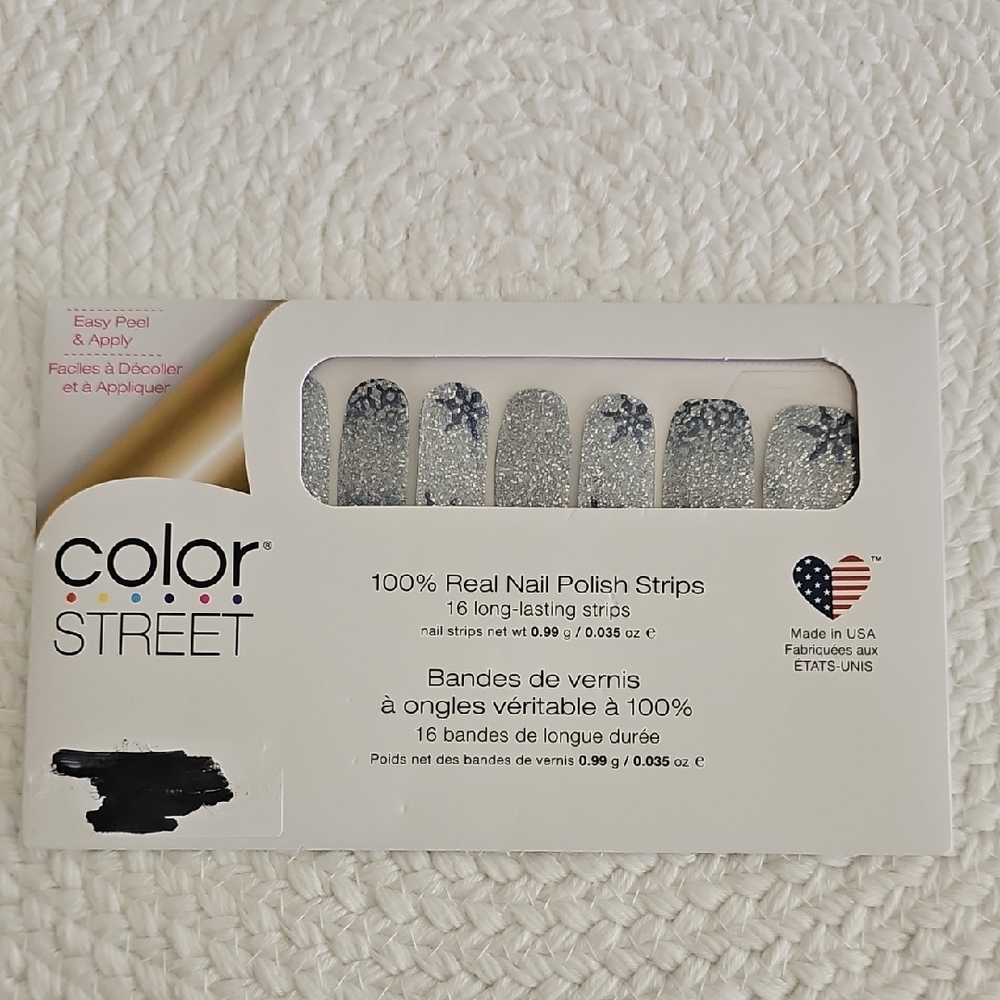 Color Street Blue/Silver Glitter Nail Polish Strips